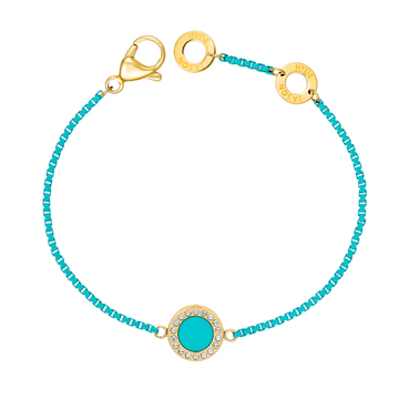 TURQUOISE CHAIN BRACELET WITH ZIRCONIA