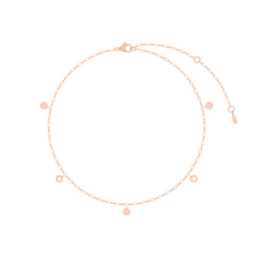 HANGING 5 CHIPS LIGHT PINK AND WHITE NECKLACE
