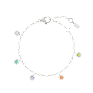 SILVER HANGING 5 CHIPS MULTICOLOR BRACELET
