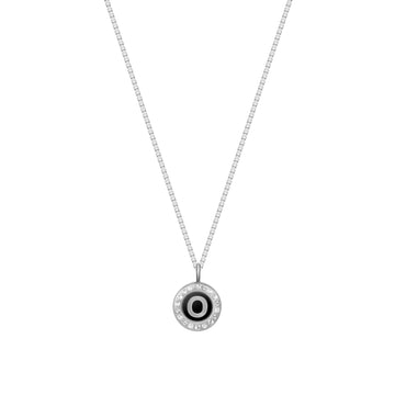 Silver necklace with black recycled plastic letter O pendant