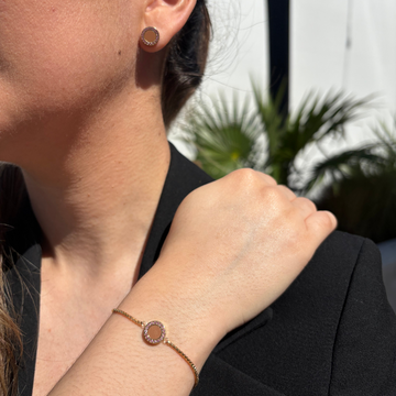 Jason Hyde Ocean nutshell chip bracelet and earring with colored zirconia