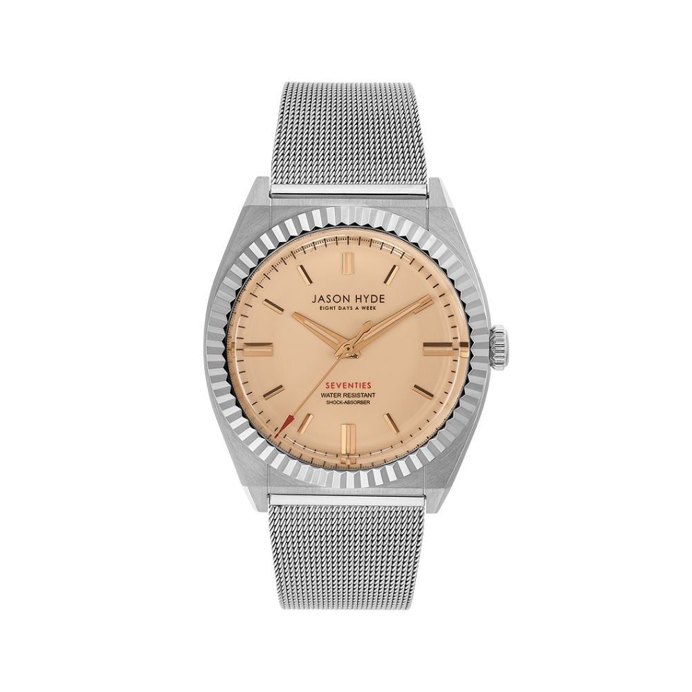 AMBER | 40MM WATCH BEIGE DIAL - MESH STRAP