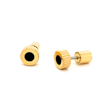 GOLD SEACAP BLACK CHIP STUD EARRINGS