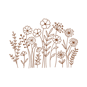 Line art icon of a group of wildflowers