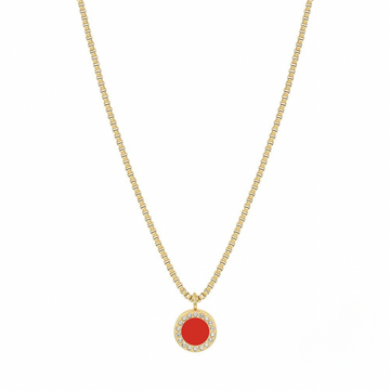 OCEAN RED CHIP WITH ZIRCONIA NECKLACE