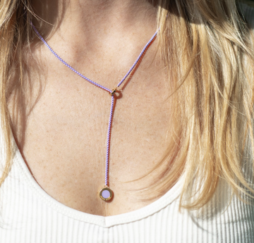 OCEAN LAVENDER CHAIN WITH LAVENDER CHIP LARIAT