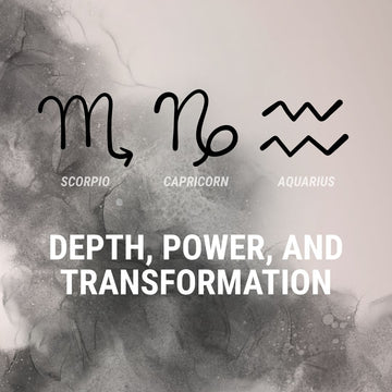 Graphic showing the zodiac signs for Scorpio, Capricorn, and Aquarius