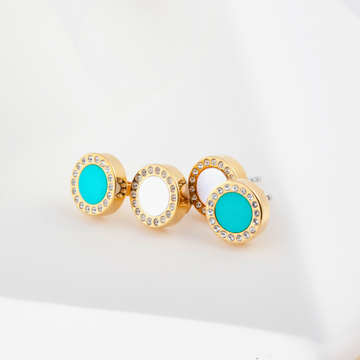 Jason Hyde Ocean chip earrings with turquoise and white chips.