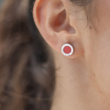 Ear with an Ocean red chip earring