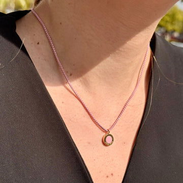 Painted Brass fondant pink necklace