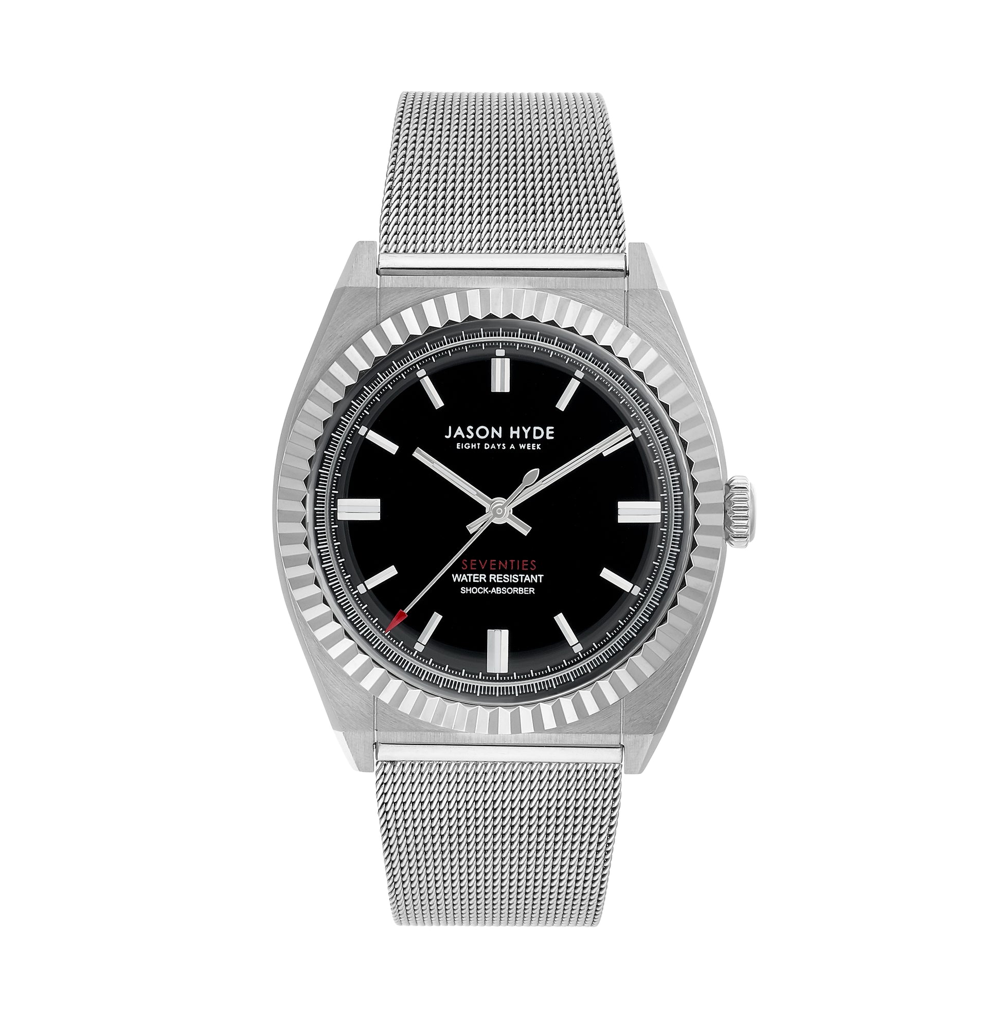 LUXURY SILVER 40MM WATCH WITH METAL MESH STRAP