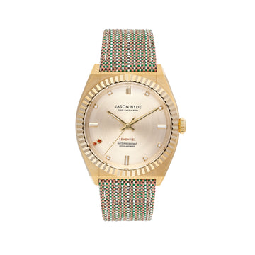 FABRIC STRAP 36MM WATCH WITH YELLOW GOLD DIAL