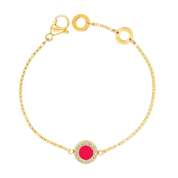 GOLD BRACELET  WITH RED CHIP AND ZIRCONIA