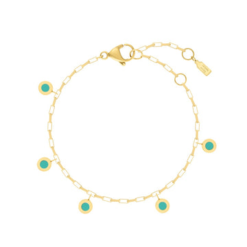 GOLD HANGING 5 CHIPS TURQUOISE BRACELET