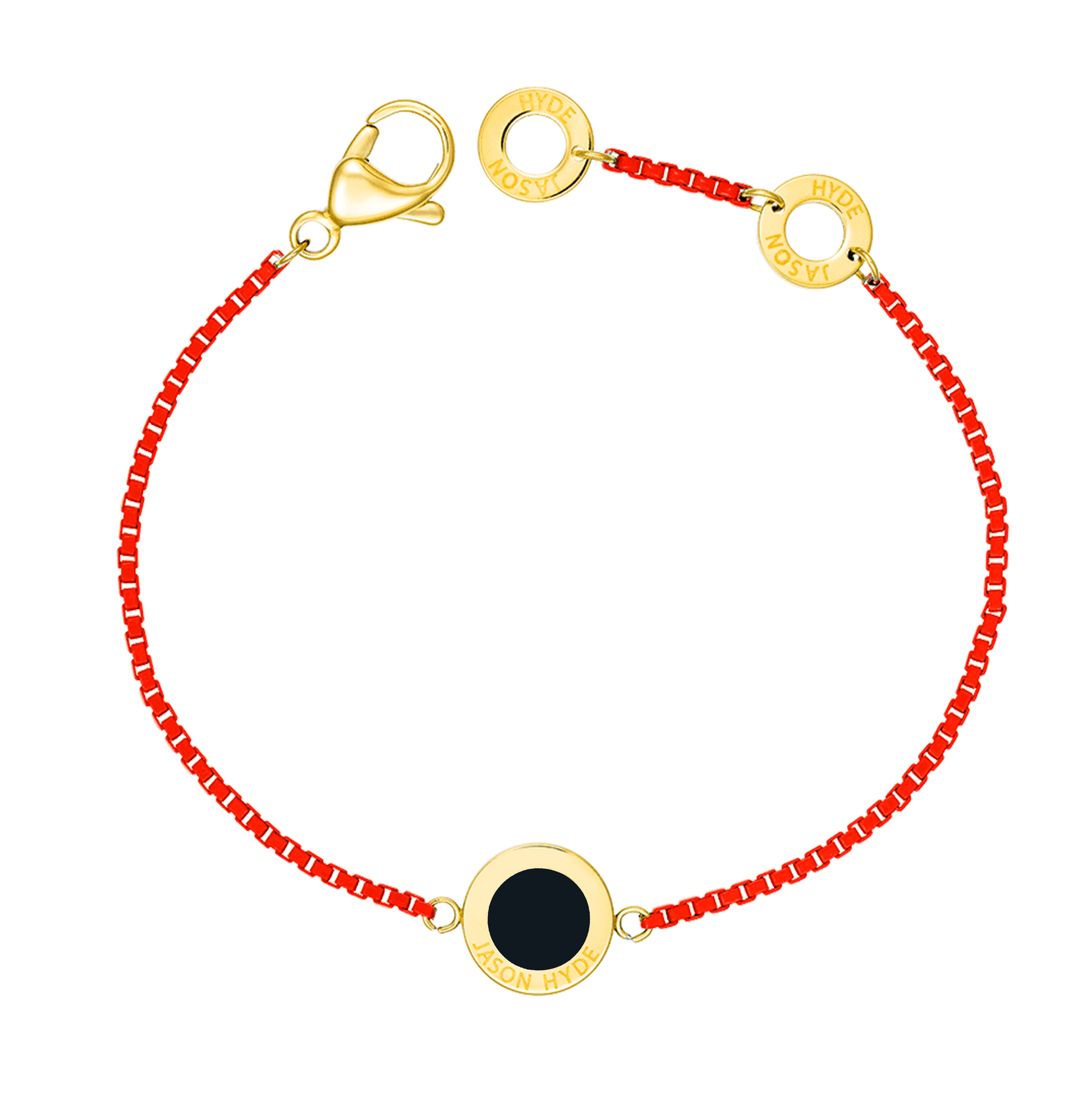 RED CHAIN BLACK CHIP BRACELET