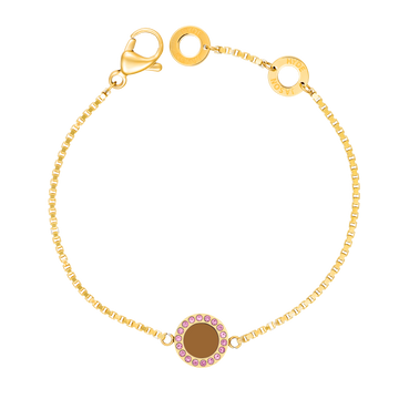 GOLD BRACELET WITH NUTSHELL CHIP AND ZIRCONIA