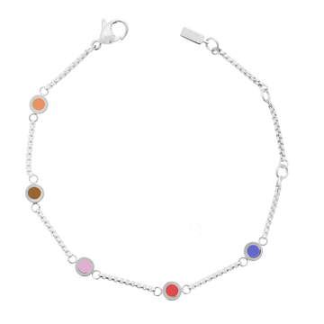 SILVER BRACELET WITH 5 MULTICOLOR CHIPS