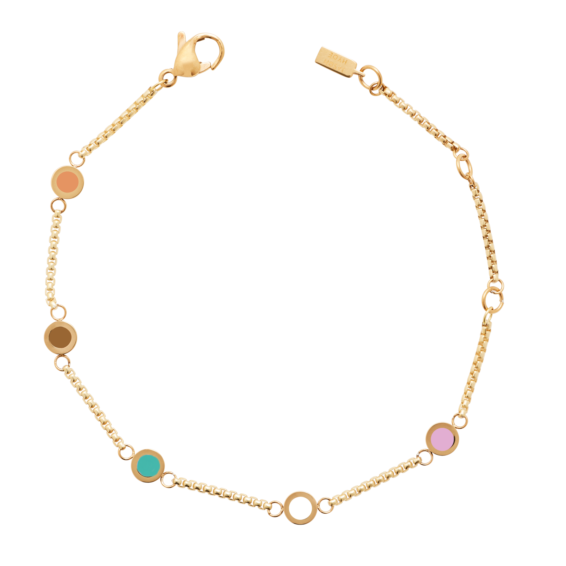 GOLDEN BRACELET WITH 5 MULTICOLOR CHIPS