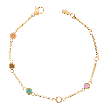 GOLDEN BRACELET WITH 5 MULTICOLOR CHIPS