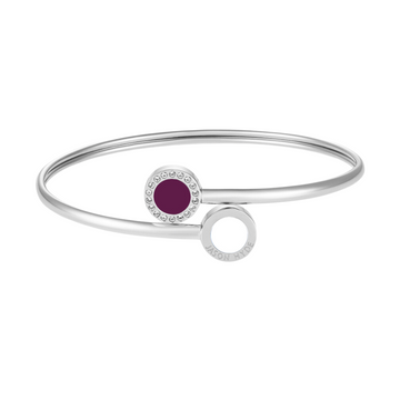PLUM AND WHITE CHIPS WITH ZIRCONIA BANGLE