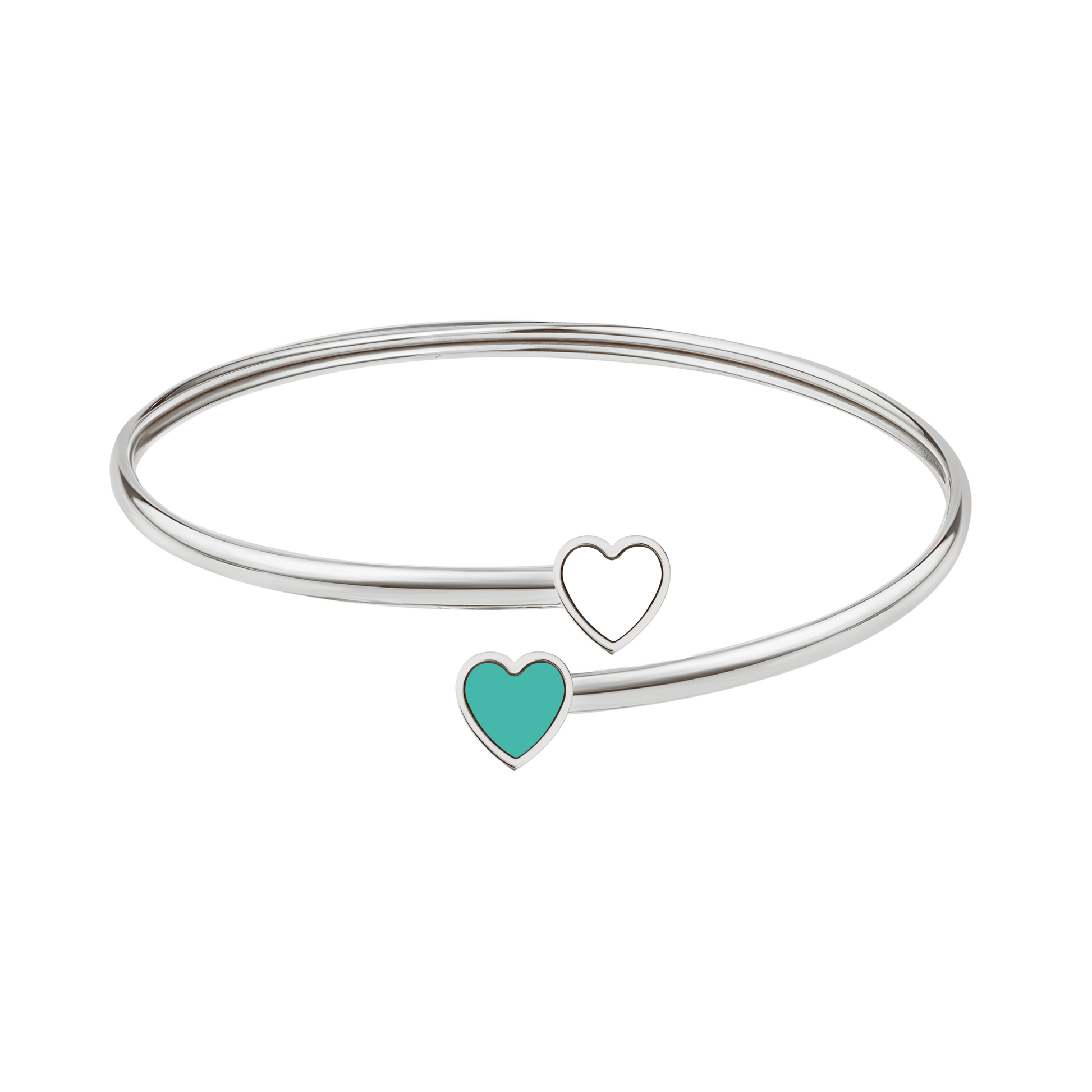 TURQUOISE AND WHITE CHIPS BANGLE SS
