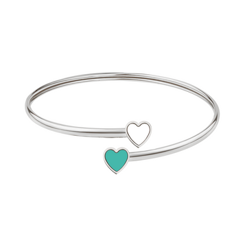TURQUOISE AND WHITE CHIPS BANGLE SS