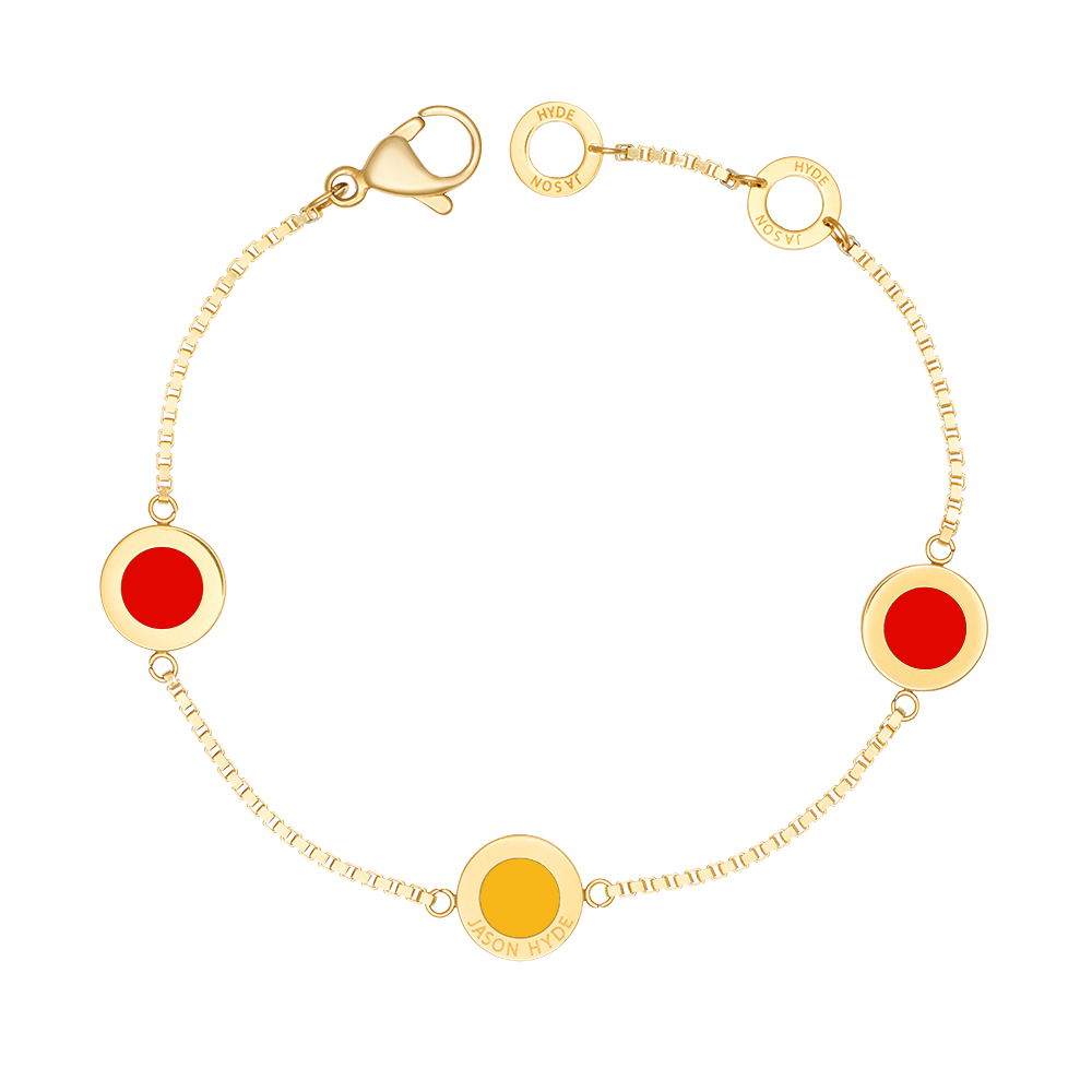 RED AND YELLOW SPECTRA CHIPS TRIO BRACELET
