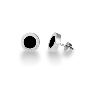 SILVER BLACK CHIP EARRINGS