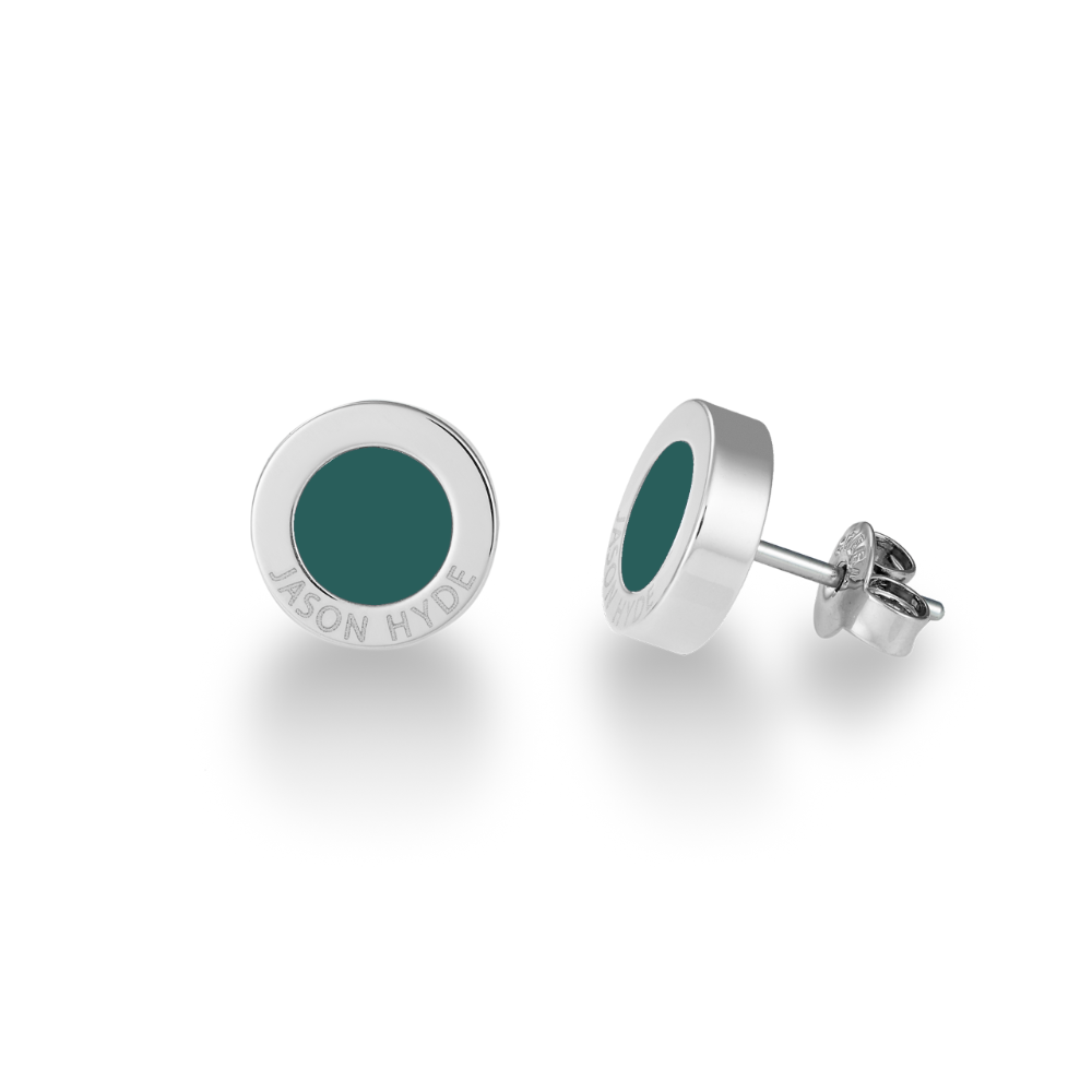 OCEAN GREEN CHIP SILVER EARRING