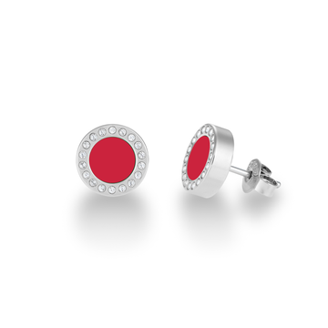 ZIRCONIA EARRINGS WITH RED CHIPS