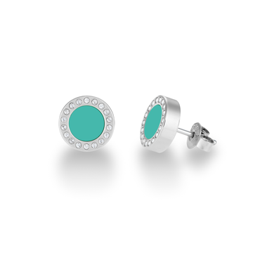 SILVER EARRINGS WITH ZIRCONIA AND TURQUOISE CHIP