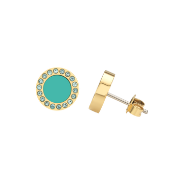 TURQUOISE CHIP WITH COLORED ZIRCONIA EARRINGS
