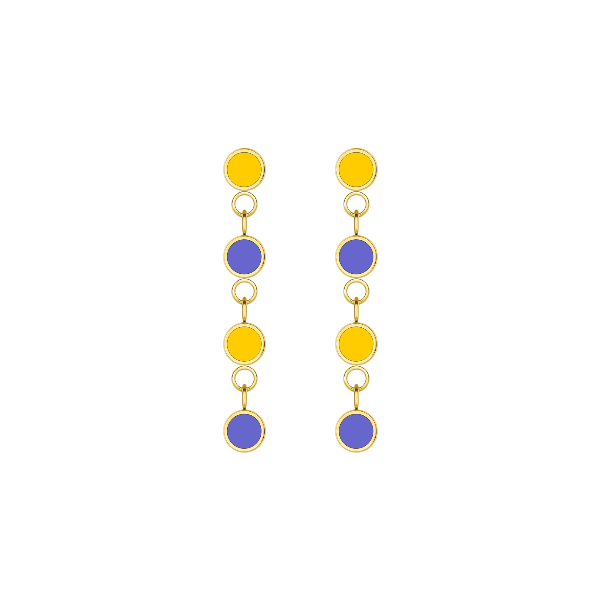 NEW WAVE CASCADE 4 PERSIAN BLUE AND SPECTRA YELLOW CHIPS EARRINGS