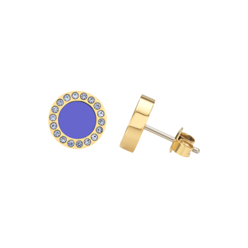 OCEAN PERSIAN BLUE CHIP WITH COLORED ZIRCONIA EARRINGS