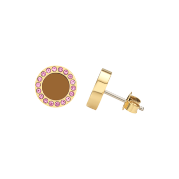 OCEAN NUTSHELL CHIP WITH COLORED ZIRCONIA EARRINGS