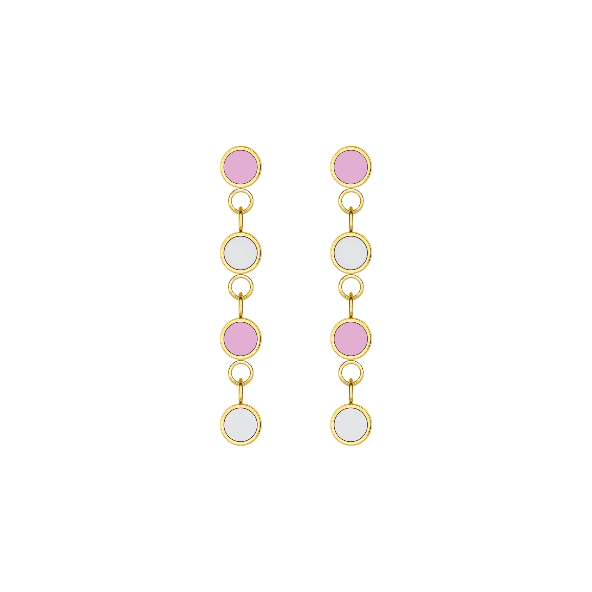 4 FONDANT PINK AND WHITE CHIPS EARRINGS