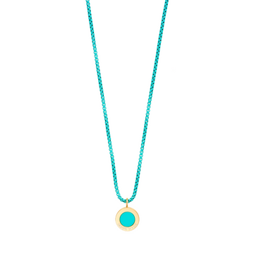 TURQUOISE BRASS CHAIN NECKLACE