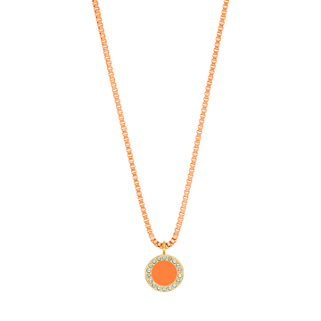 Ocean Orange necklace with orange chain and zirconia chip pendant.