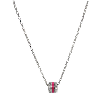 WEWA TUBE RASPBERRY CHIP WITH ZIRCONIA NECKLACE
