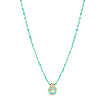 NEREIDA TURQUOISE CHIP WITH ZIRCONIA TURQUOISE CHAIN NECKLACE