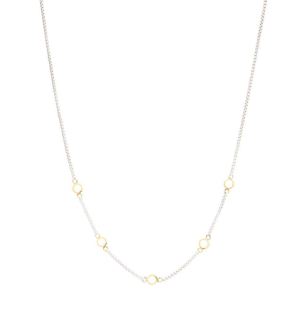 WHITE CHAIN WITH 5 WHITE CHIPS NECKLACE