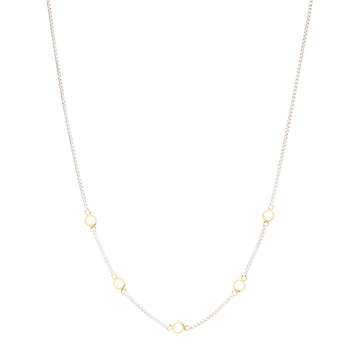 WHITE CHAIN WITH 5 WHITE CHIPS NECKLACE