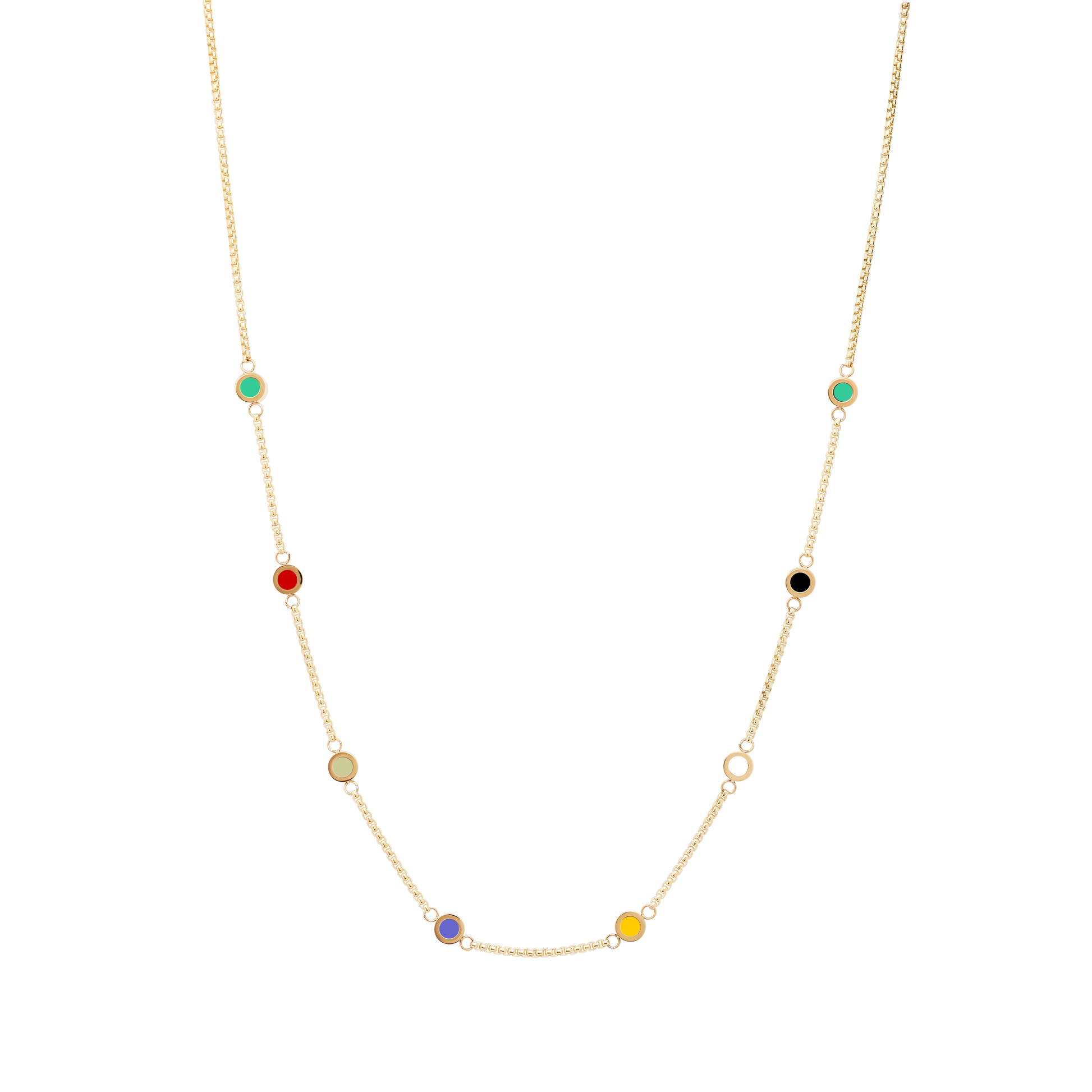 18K NECKLACE WITH 8 MULTICOLOR CHIPS