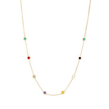 18K NECKLACE WITH 8 MULTICOLOR CHIPS