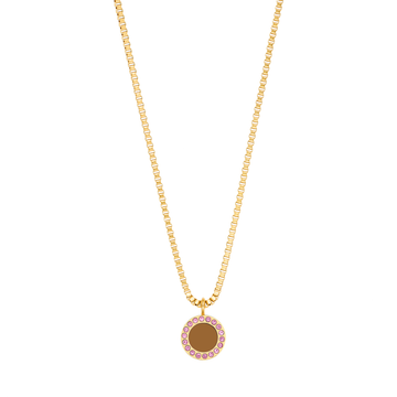 OCEAN NUTSHELL CHIP WITH COLORED ZIRCONIA NECKLACE