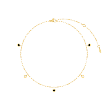 HANGING 5 CHIPS BLACK AND WHITE NECKLACE