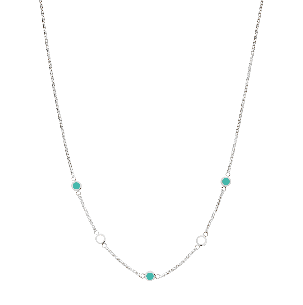 NECKLACE WITH WHITE AND TURQUOISE CHIPS