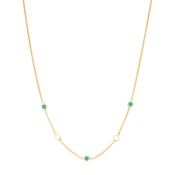 TURQUOISE AND WHITE 5 CHIPS NECKLACE