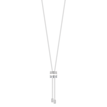 Sterling silver bolo necklace with white ocean plastic chip and cubic zirconia