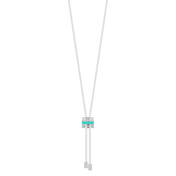 BOLO TIE TUBE TURQUOISE CHIP WITH ZIRCONIA NECKLACE